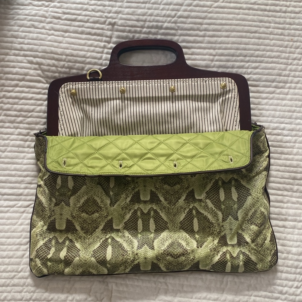 Deesigns by Dee Ocleppo Hilfiger Monaco Purse Green Snake Skin Wood